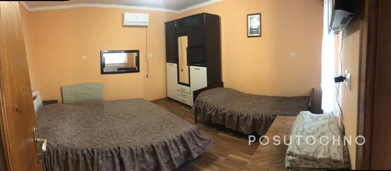 One-room booth with kitchen and bathroom. The kitchen has al