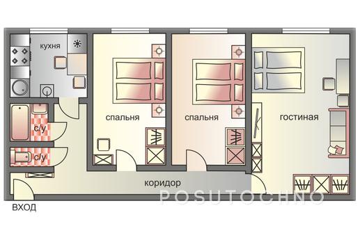 3 bedroom apartment business class (013), Moscow - apartment by the day